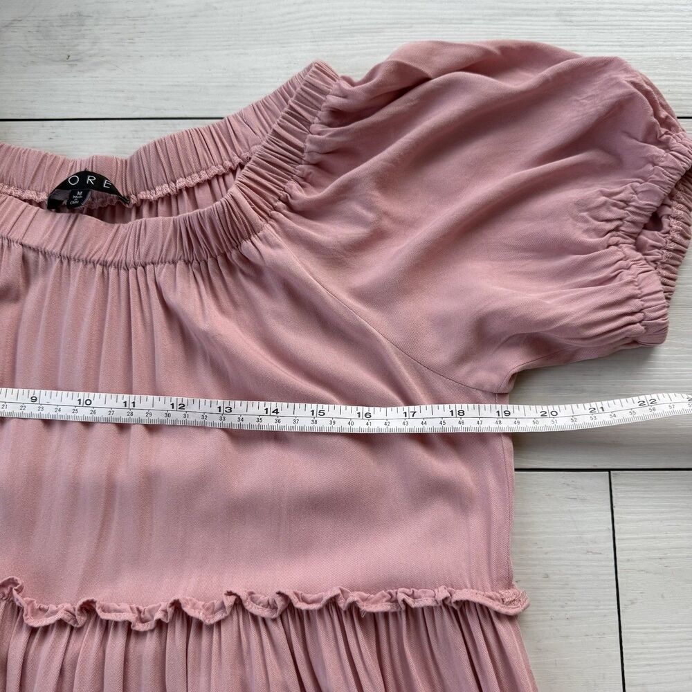Fore Womens Pink Tiered Maxi Dress Size Medium Cottagecore Prairie Boho Peasant - Picture 10 of 10